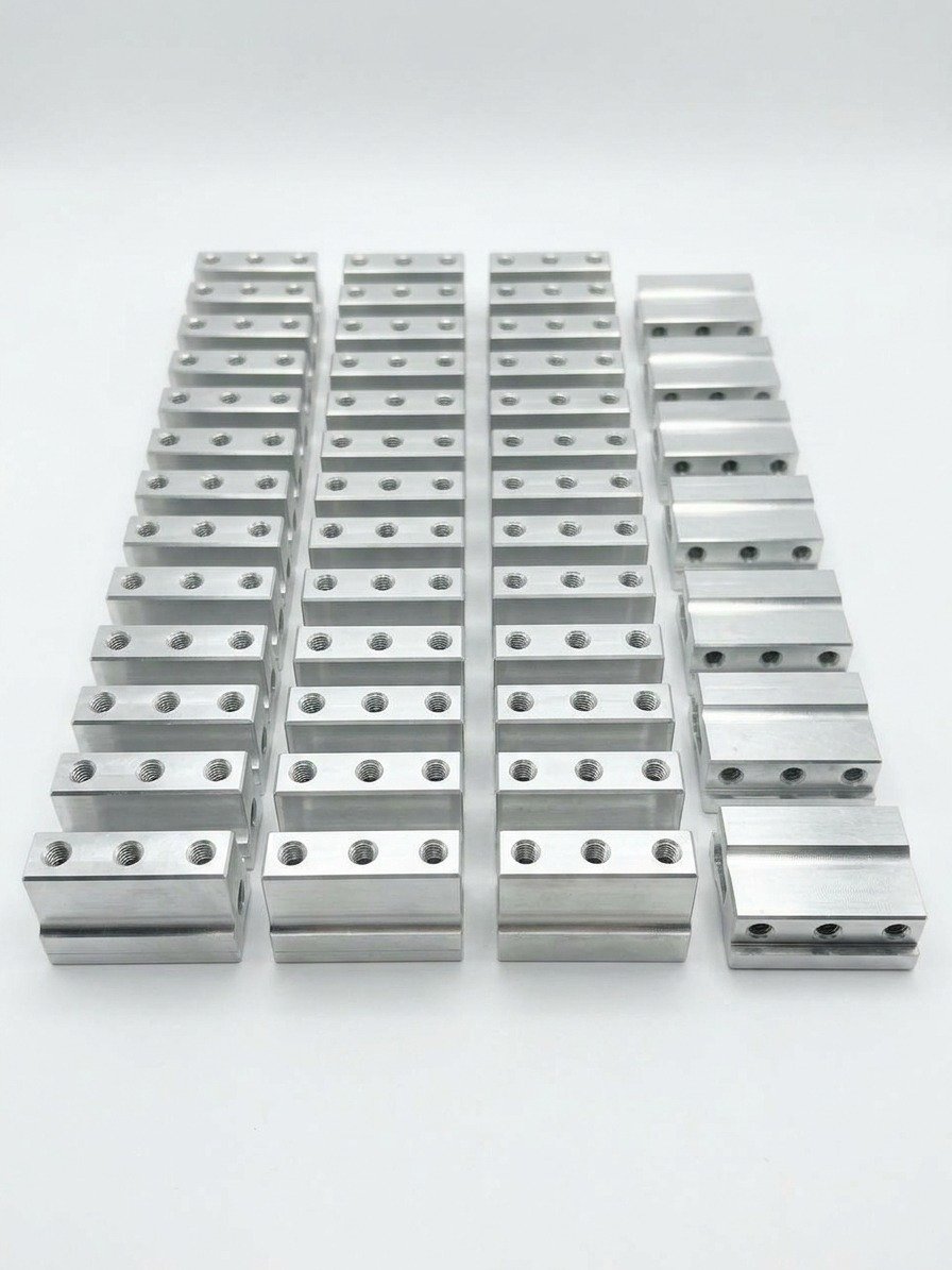 Lote de bloques de aluminio con barrenos roscados
